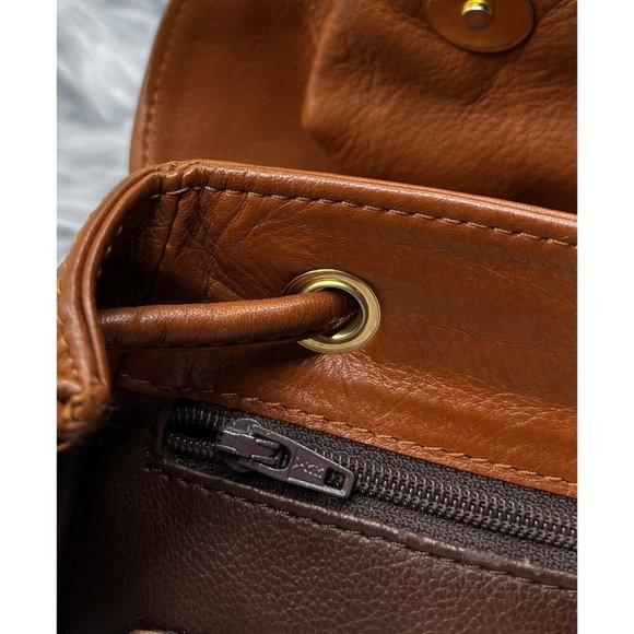 Vintage Christian Dior Tan Brown Leather CD Flap Mini Backpack - Picture 6 of 11